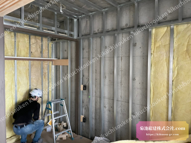 ▲단열재 시공 중 사진:  치요다구 신축맨션